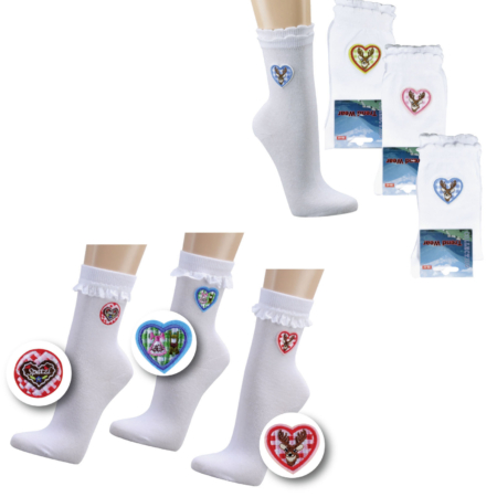 Trachten Socken Damen Weiß mit Herz – Perfekt zum Dirndl