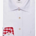 Trachtenhemd Herren Weiss Rot Slimfit Vorderansicht
