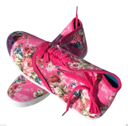 Damen Sneaker Pink Blumenmuster – Frontansicht