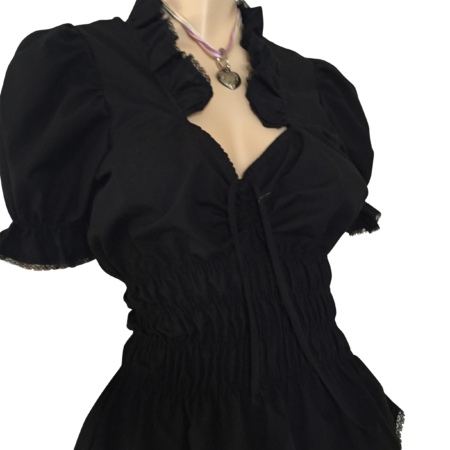 Trachtenbluse Weiß mit Puffärmeln und Taillenregulierung Damen