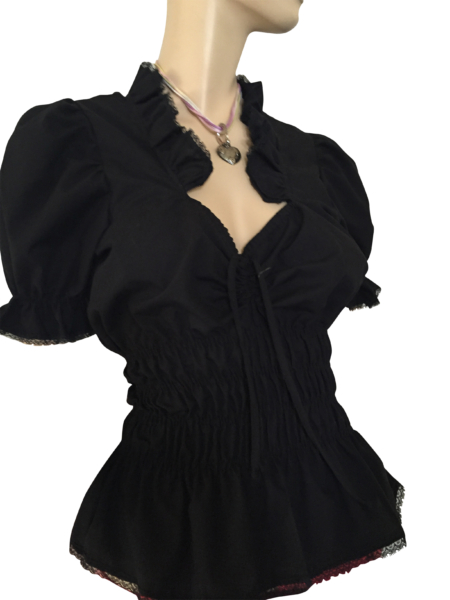 Trachtenbluse Weiß mit Puffärmeln und Taillenregulierung Damen