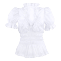 Trachtenbluse Weiß mit Puffärmeln und Taillenregulierung Damen