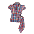 Karierte Damen Trachtenbluse Wickelbluse Blau Rot Grün By Johanna