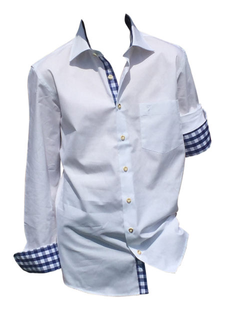 Trachtenhemd Hemden Karohemd Herren Weiß Blau Almsach