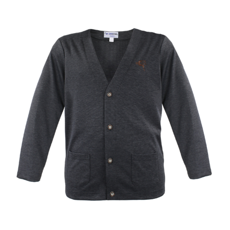 Vegane Herren Trachten Strickjacke Grau – Cardigan mit Hirschstickerei