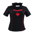 Taillierte Trachtenbluse Schwarz-Rot mit Herzdetails Damen Vegan