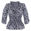 Damen Trachtenbluse Schwarz-Weiß mit Rosenmuster By Johanna