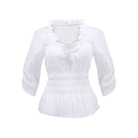 Trachtenbluse Weiß Off-White Ausbrenner mit Taillenregulierung Damen