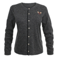 Vegane Trachten Strickjacke Damen Melange Anthrazit Grau mit Stickerei
