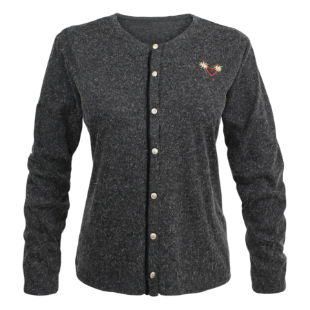 Vegane Trachten Strickjacke Damen in Melange Anthrazit Grau