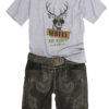 Lederhose kurz Bockleder Shirt Baumwolle Grau