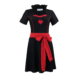 Outfit Kurzes Dirndl Set Damen schwarzer Trachtenrock rote Schleife