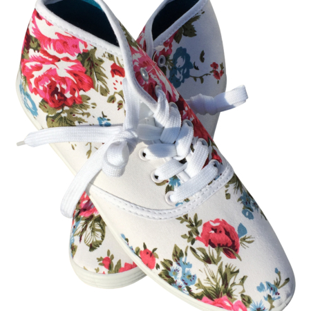 Damen Sneaker Weiß Blumenmuster – Frontansicht