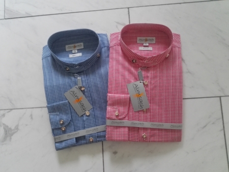 Trachtenhemd Herren Blau Rot Kariert Almsach By Johanna Frontansicht