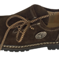 Haferlschuhe Herren Braun Velourleder mit Hirsch Stickerei Vorderansicht