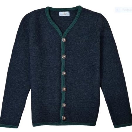 Herren Trachten Strickjacke Anthrazit Grün von Almsach mit klassischer Knopfleiste