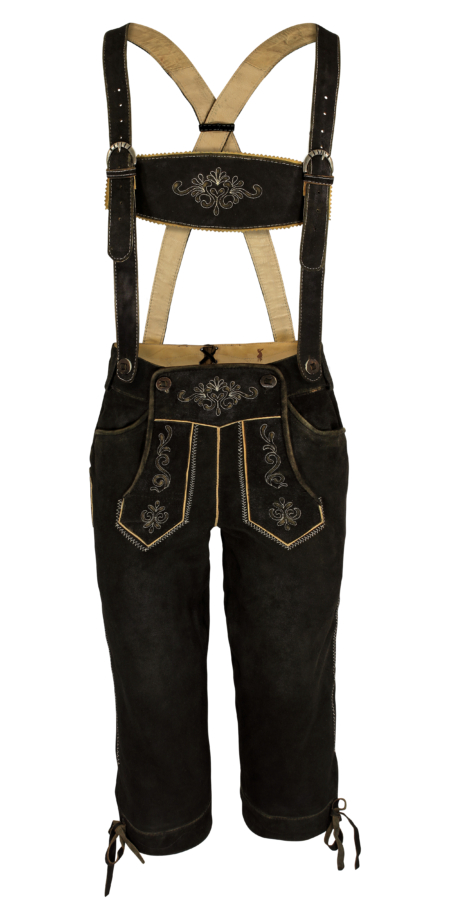 Damen Trachtenlederhose Braun Wildleder Almsach – Frontansicht