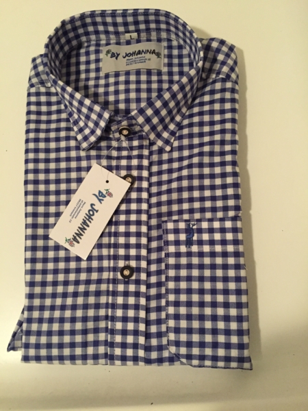 By Johanna Trachtenhemd blau‑weiß kariert Frontansicht