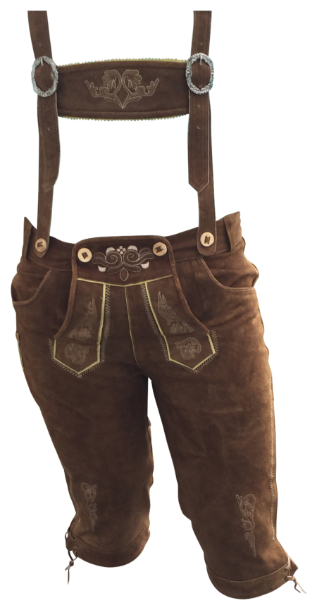 Damen Trachtenlederhose Maddox Braun Wildbockleder – Frontansicht