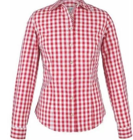 Trachtenbluse Damen Rot Weiß kariert Almsach Frontansicht