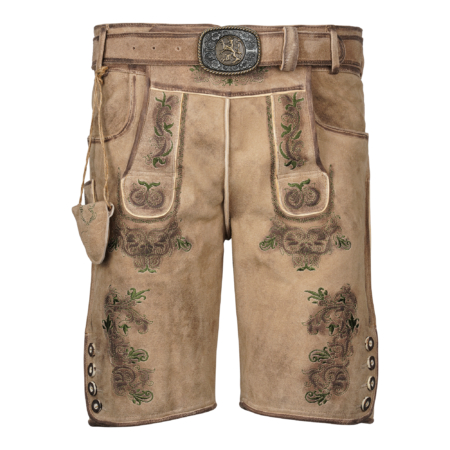 Herren Trachtenlederhose kurz Braun aus Wildbockleder