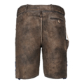 herren trachtenlederhose kurz dunkelbraun mit gürtel & blauer stickerei – eigene herstellung