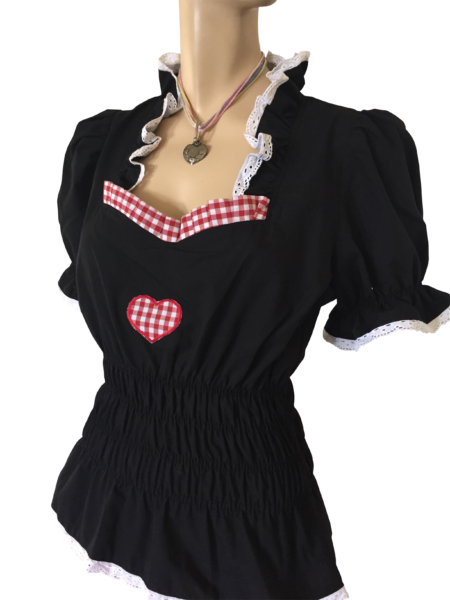 Taillenregulierung Trachtenbluse Schwarz Damen Detailansicht